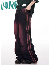 Lunivop Women’s Ragged Edge Gradient Tie Dye Jeans American Vintage High Waisted Cowboy Pants